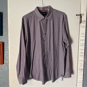 Robert Graham Men's Burgundy and White Check Dress Shirt